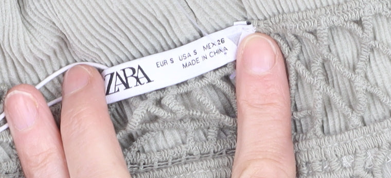 Zara Women Grey Crochet Maxi Dress Size S Bohemian Summer Style