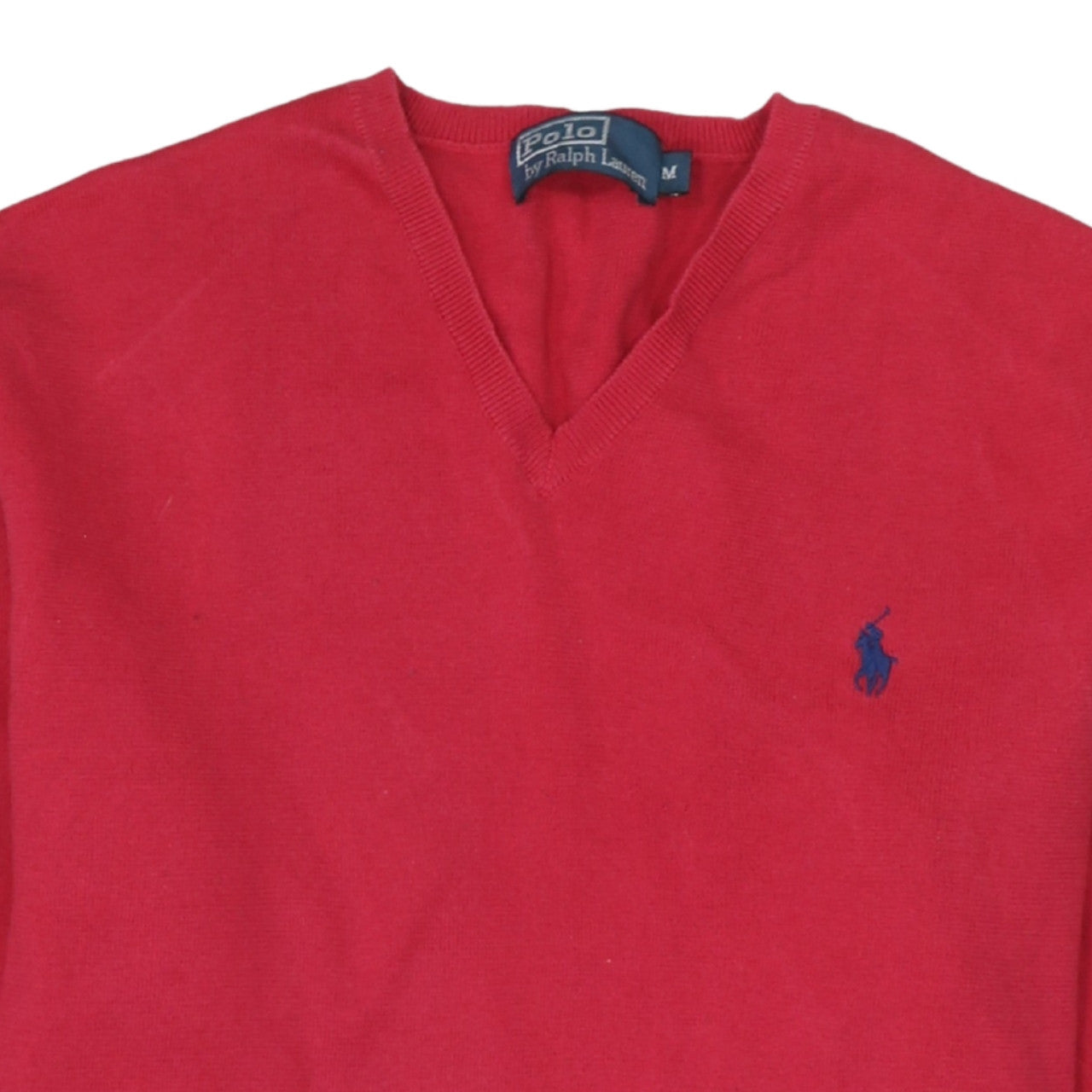 Ralph Lauren Men's Red V-Neck Cotton Jumper Size M