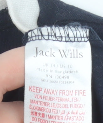 Jack Wills Women's Blue Long Sleeve Ringer T-Shirt Size 14