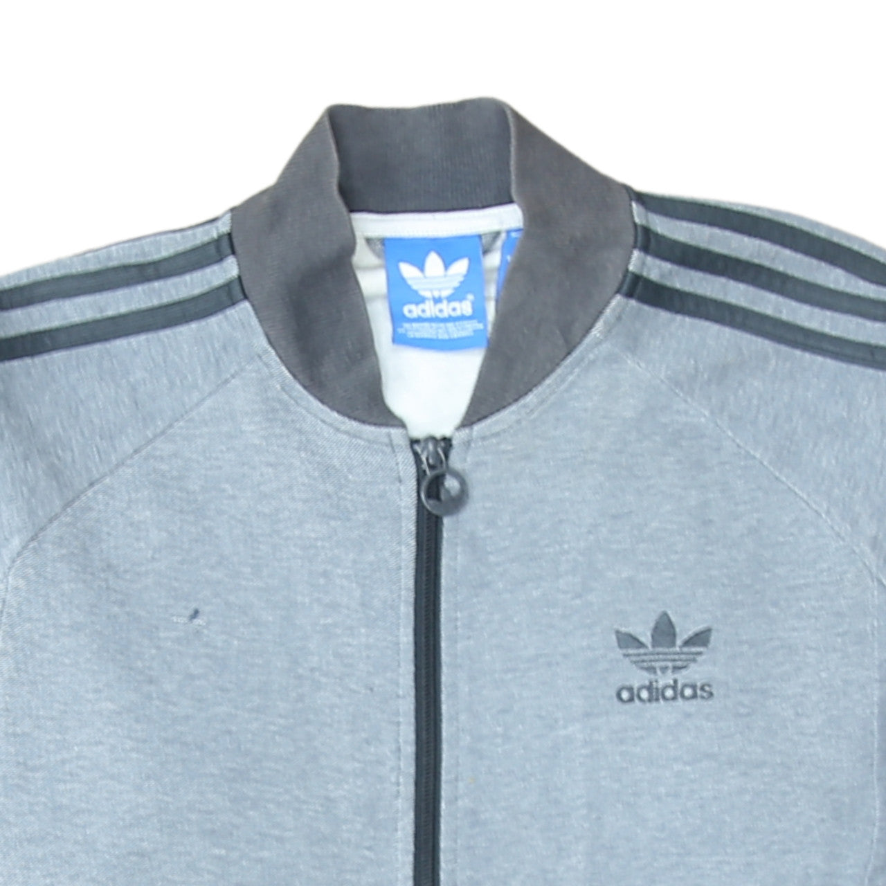 Adidas Men's Grey Full Zip Sweatshirt Small Classic Logo Track Style