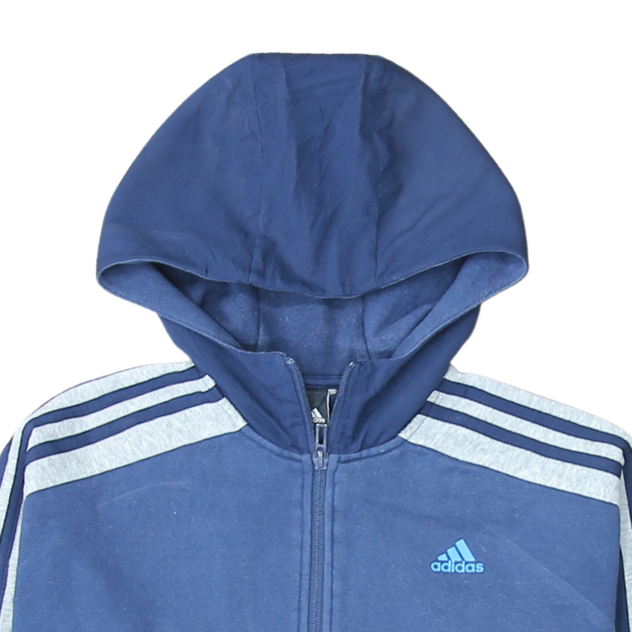 Adidas Boys Blue Full Zip Hoodie Size 13 Years Logo Sportswear