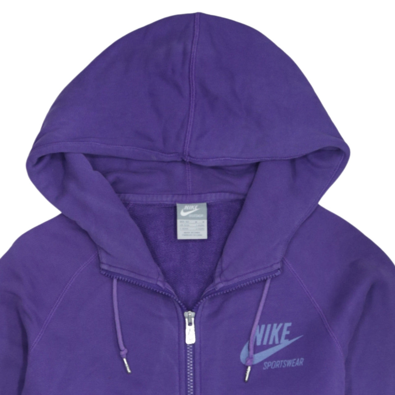 Nike Womens Purple Full Zip Hoodie Sweatshirt UK 12/14 M Sportswear
