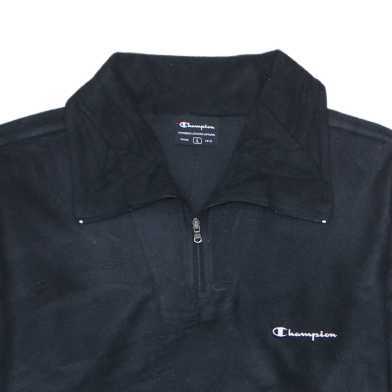 Champion Men's Black Fleece 1/4 Zip Sweatshirt L Regular Fit