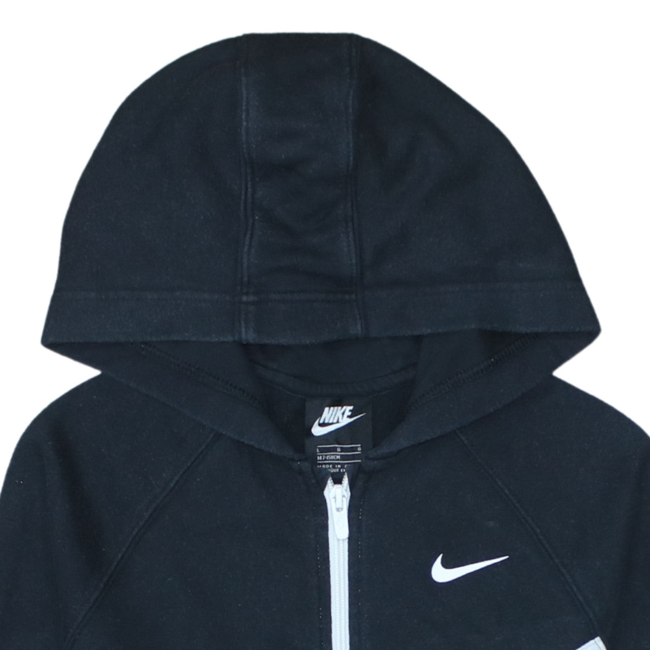 Nike Boys Black Full Zip Hoodie Size L 147-158cm Colourblock Sportswear