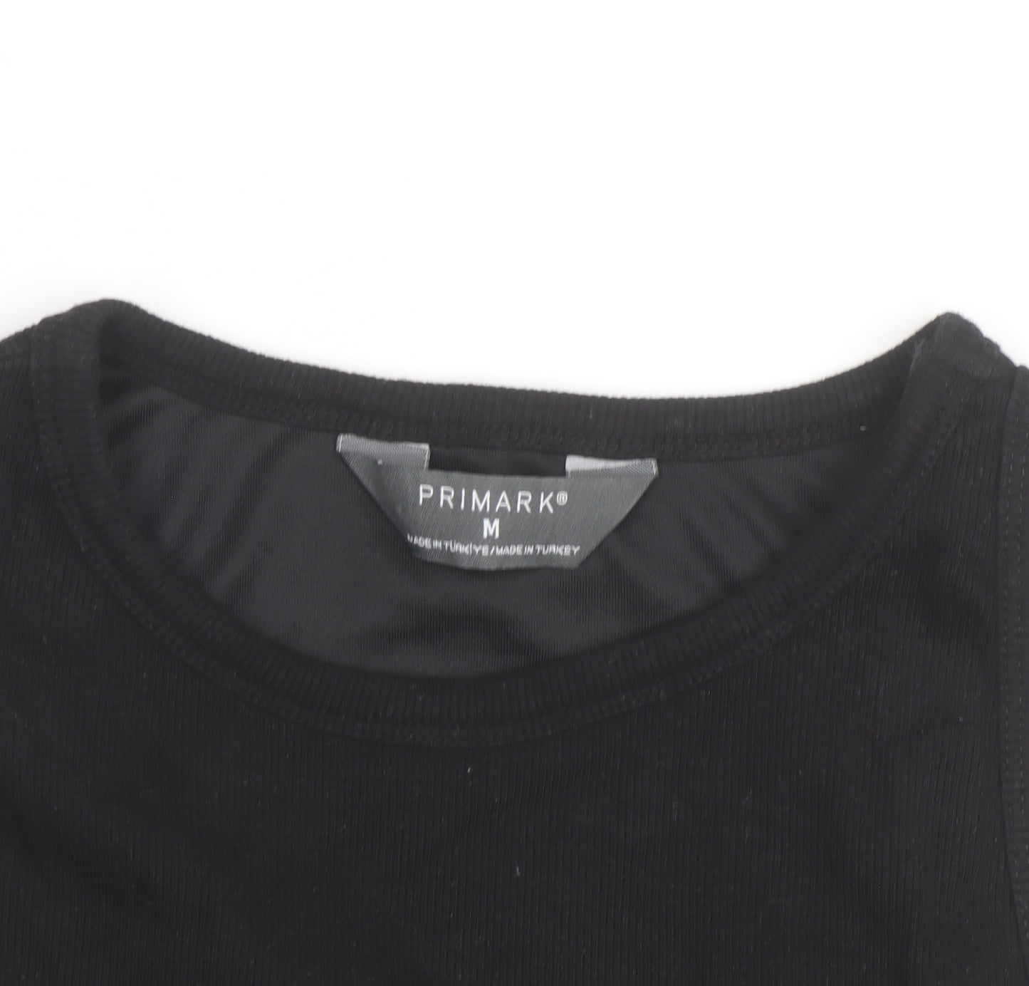Primark Girls Black Cropped Tank Top M Cotton Blend Sleeveless Casual