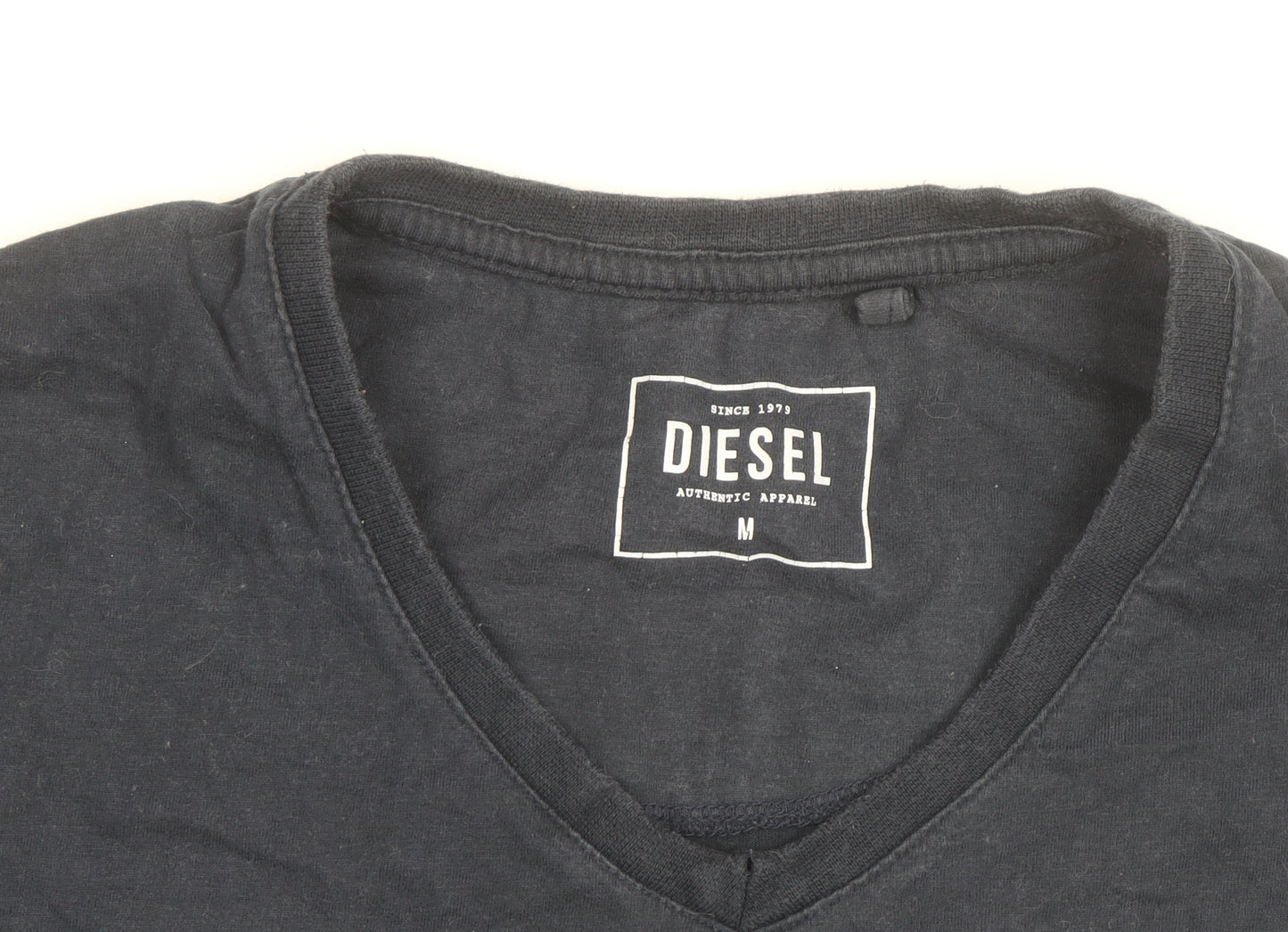 Diesel Men's Blue V-Neck Cotton T-Shirt Size M
