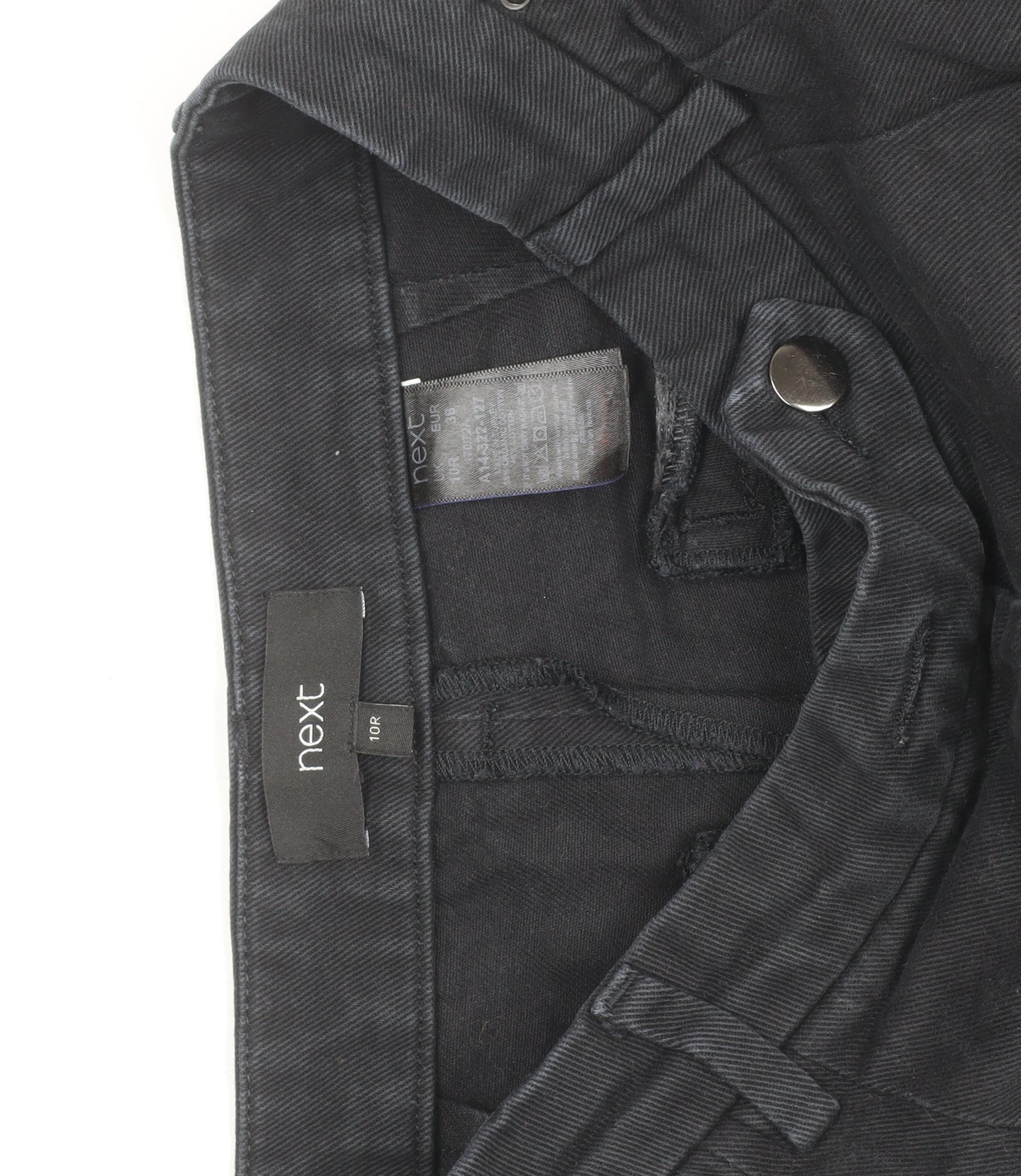 Next Women's Black Cotton Stretch Straight Trousers Size 10
