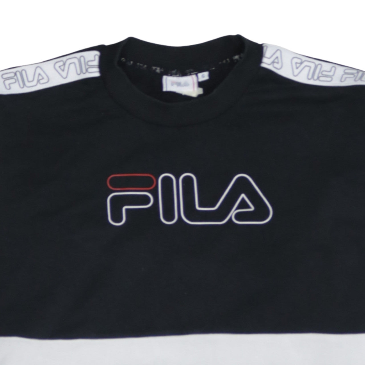 FILA Mens Black Small Crew Neck Logo Pullover Sweatshirt