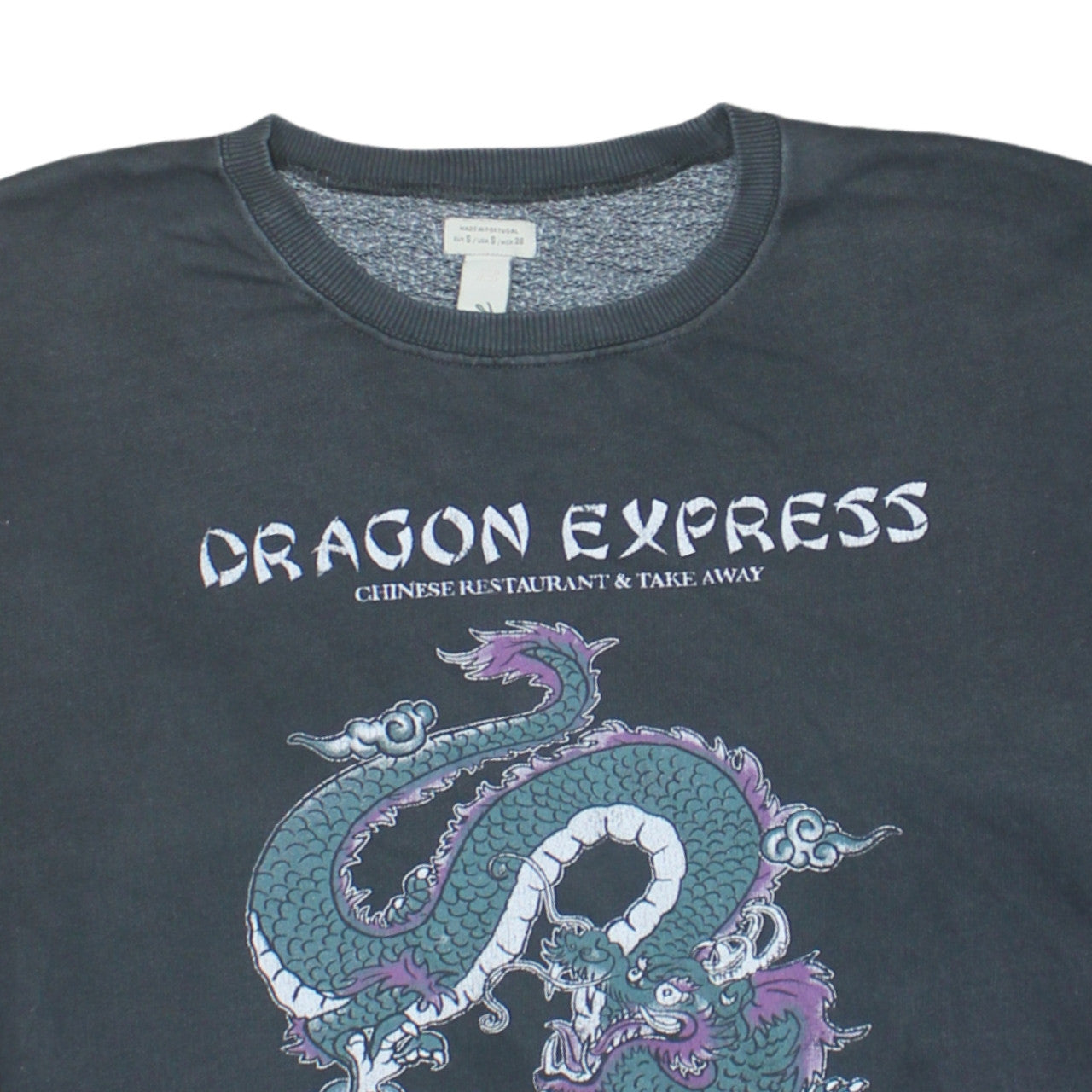 Pull & Bear Women's Black Dragon Graphic Sweatshirt S