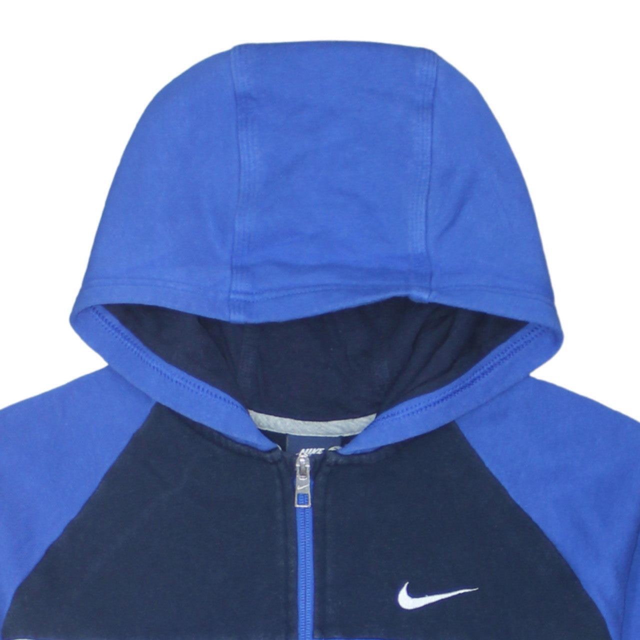 Nike Boys Blue Colourblock Full Zip Hoodie XL 13-15 Years Cotton Blend