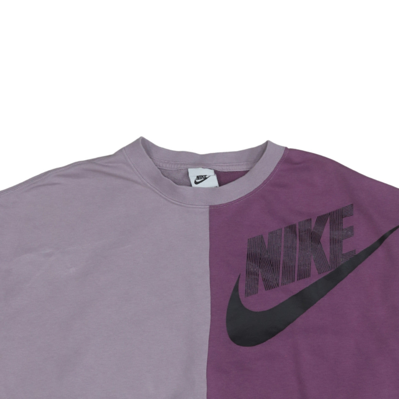 Nike Womens Purple Two Tone Crew Neck Pullover Sweatshirt Size S