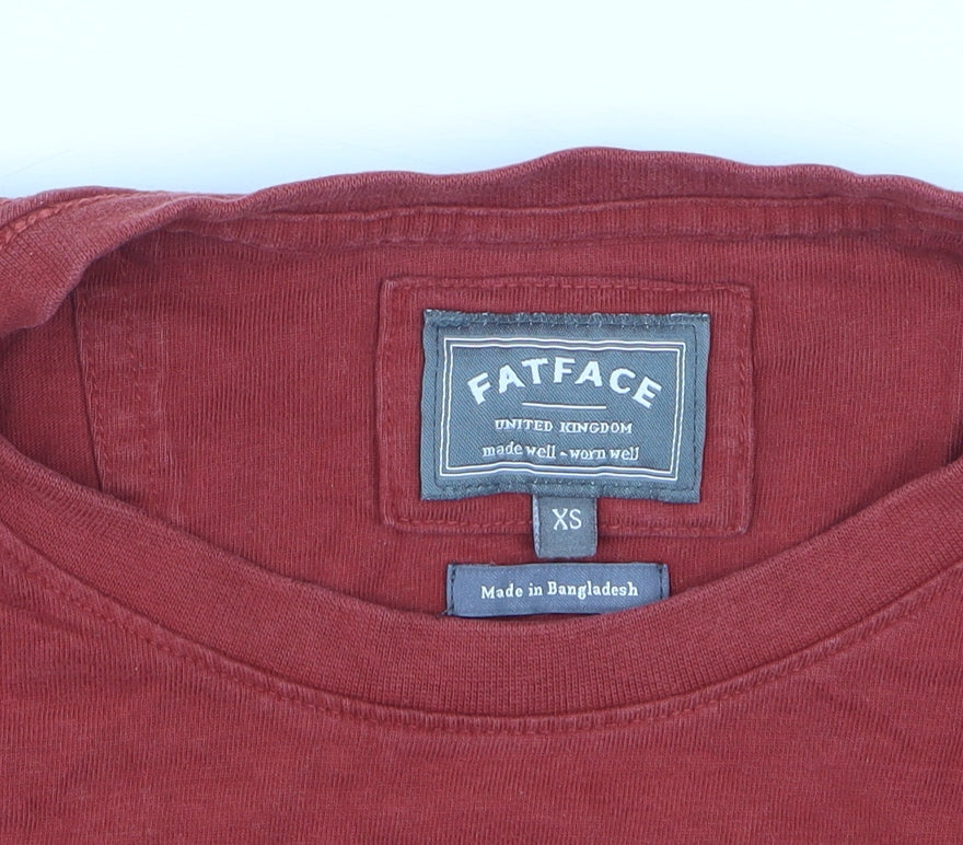 FatFace Men's Red Graphic Adventure Crew Neck Cotton T-Shirt XS