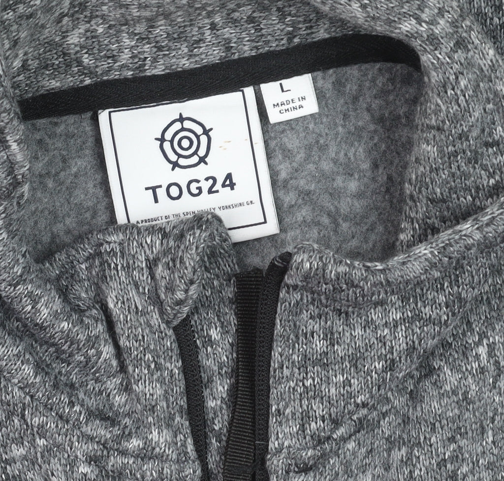 TOG24 Men's Grey Full Zip Fleece Jacket L Outdoor Sweatshirt