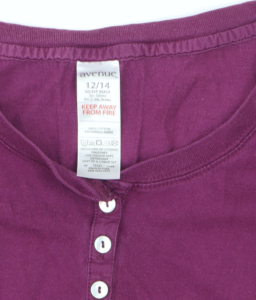Avenue Women Purple Cotton Henley Long Sleeve Top Size 12