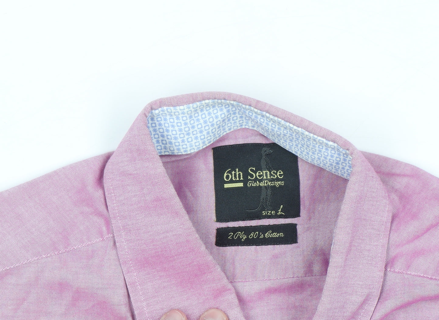 6th Sense Men's Pink Cotton Short Sleeve Button-Up Shirt L