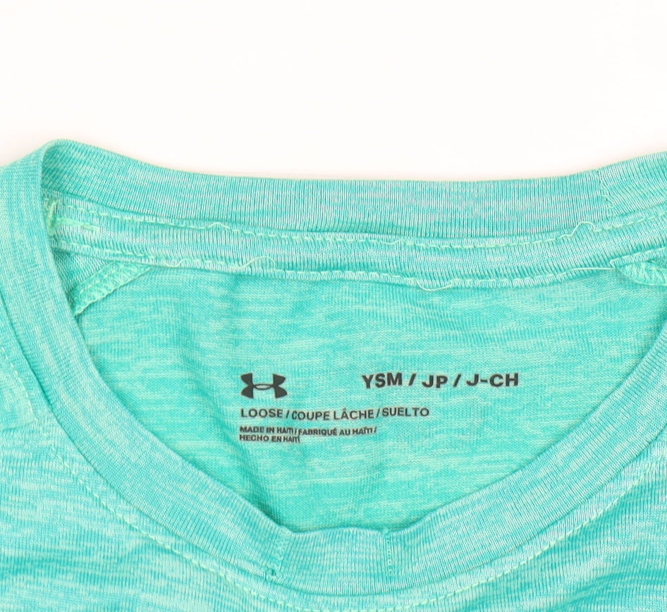Under Armour Boys Green Short Sleeve Loose Fit T-Shirt Size Small