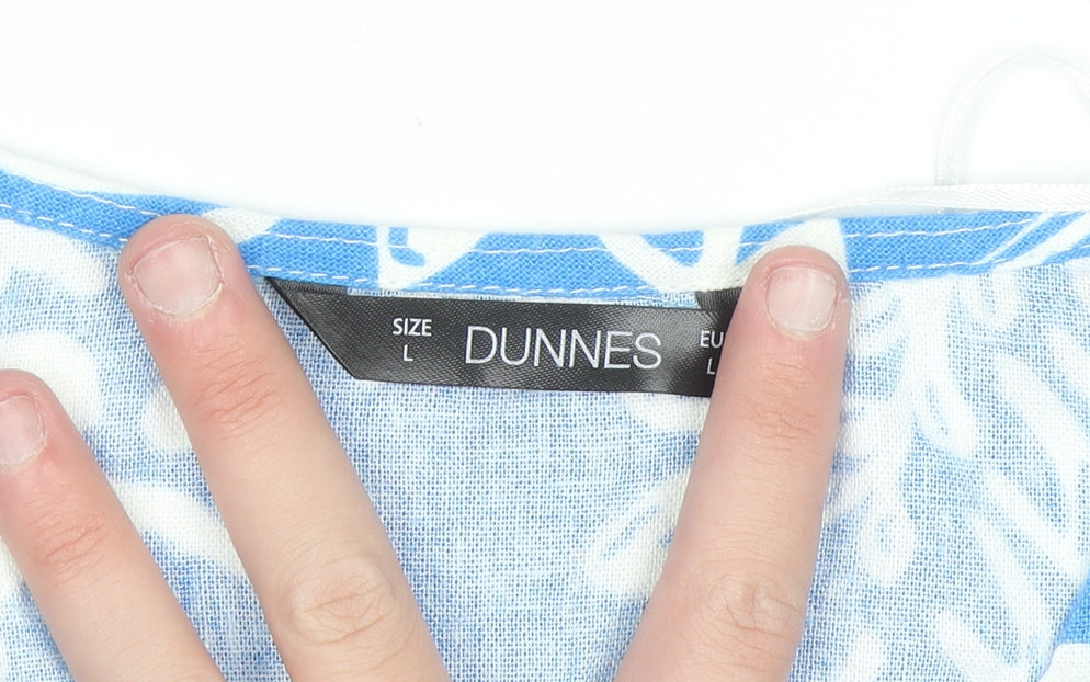 Dunnes Women’s Blue Floral Linen Blend Fit & Flare Dress L