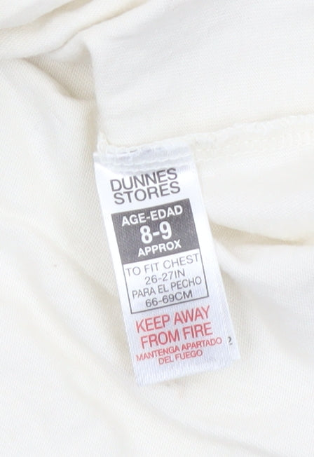 Dunnes Stores Boys Beige Surf Graphic Cotton T-Shirt 8-9 Years