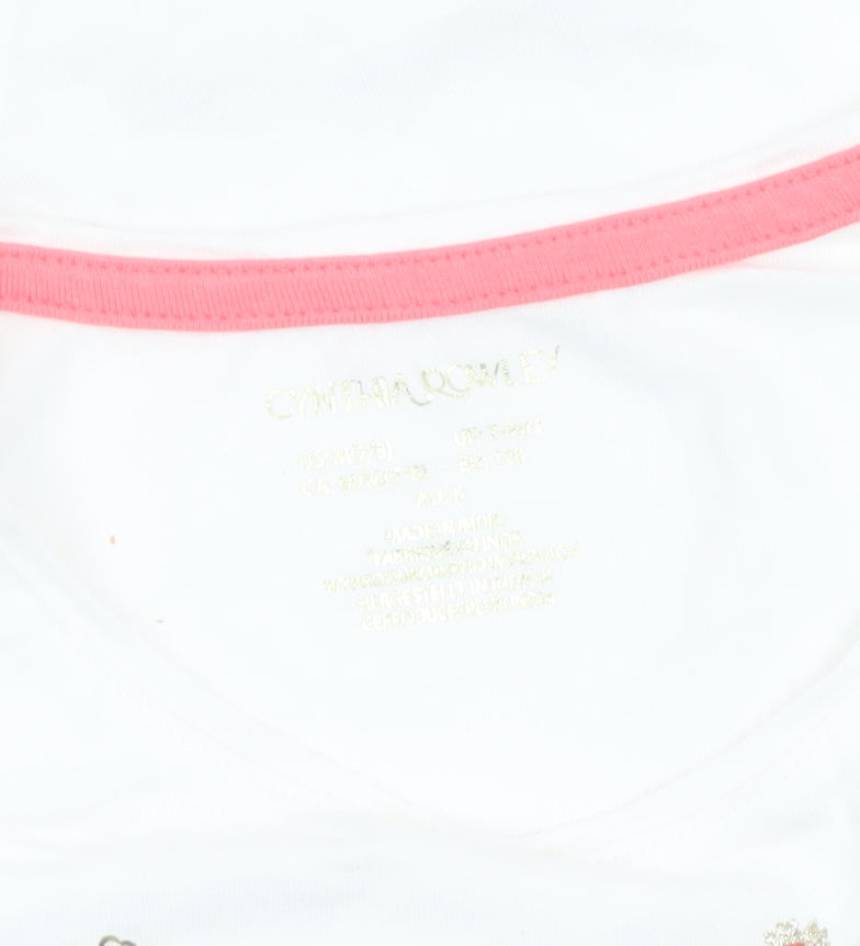 Cynthia Rowley Girls White Unicorn Sequin Ruffle Hem T-Shirt 6 Years