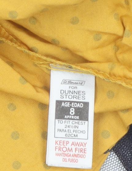 Dunnes Stores Girls Black & Mustard Polka Dot Tutu Dress Age 8 Years