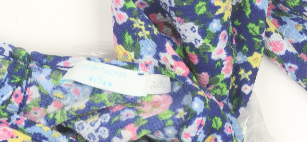 Leigh Tucker Willow Girls Blue Floral A-Line Long Sleeve Dress 8-10 Years
