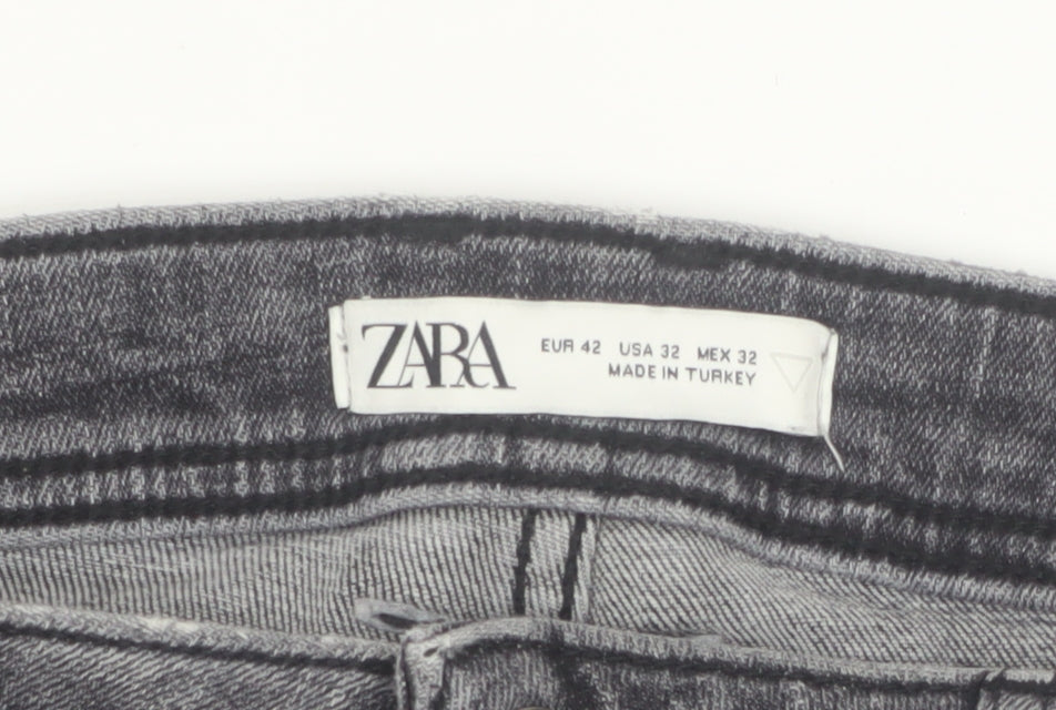 Zara Women Grey Distressed Skinny Jeans Size 14