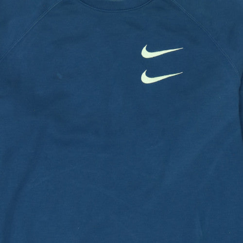 Nike Men's Blue Pullover Sweatshirt M Graphic Sports Logo Crew Neck