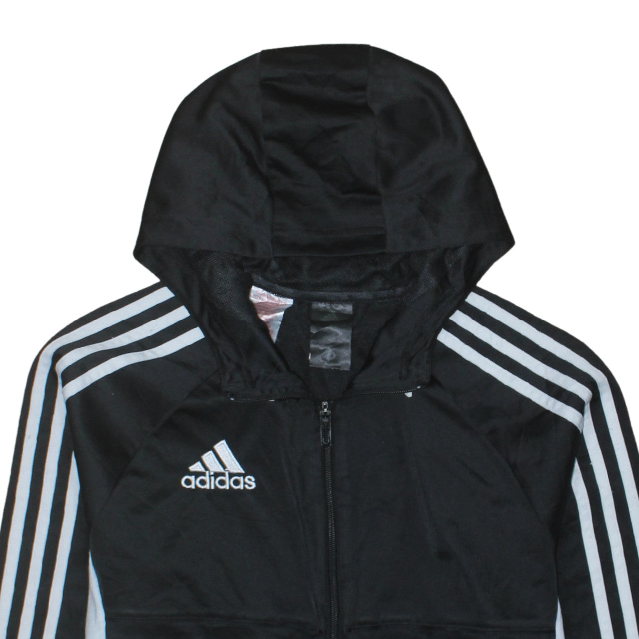 Adidas Boys Black Full Zip Hoodie Size M with White Stripes