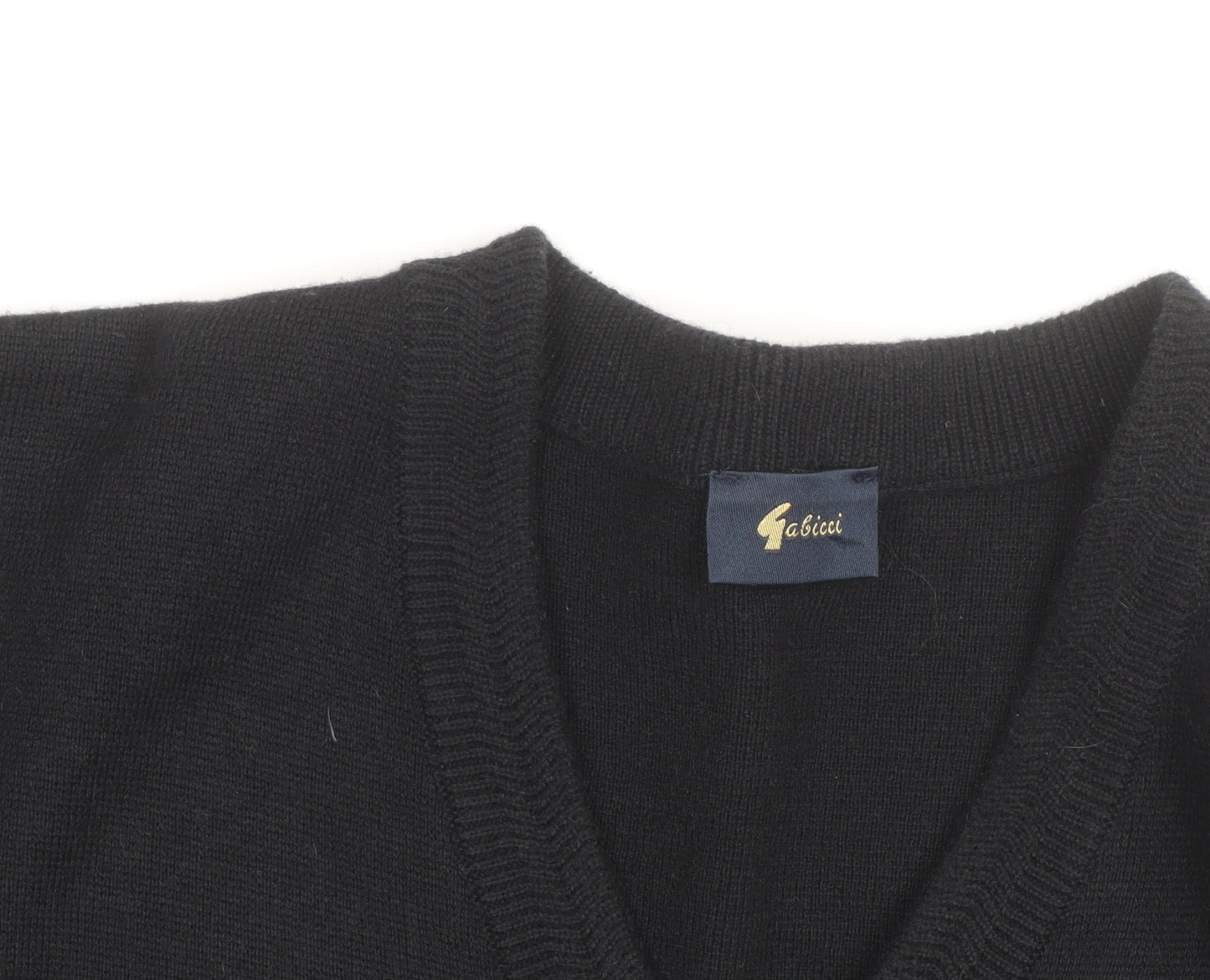 Gabicci Men’s Black Wool Blend V-Neck Pullover Jumper L