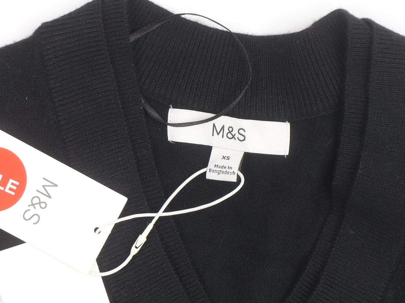 Marks and Spencer Men's Black V-Neck Pullover Jumper XS