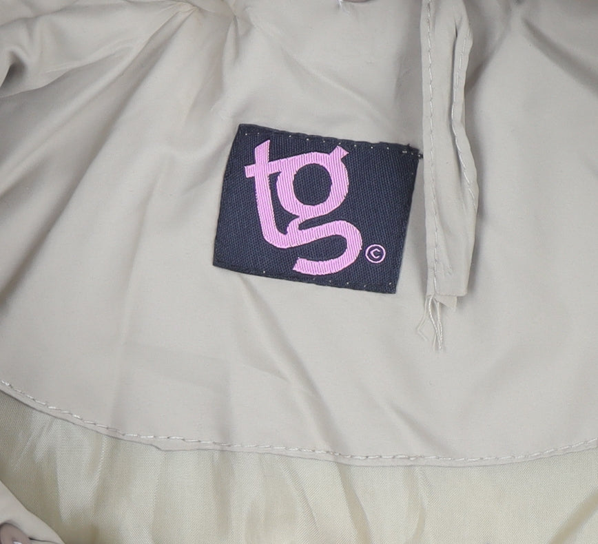 tg Women’s Beige Quilted Mid-Length Belted Jacket Size 22