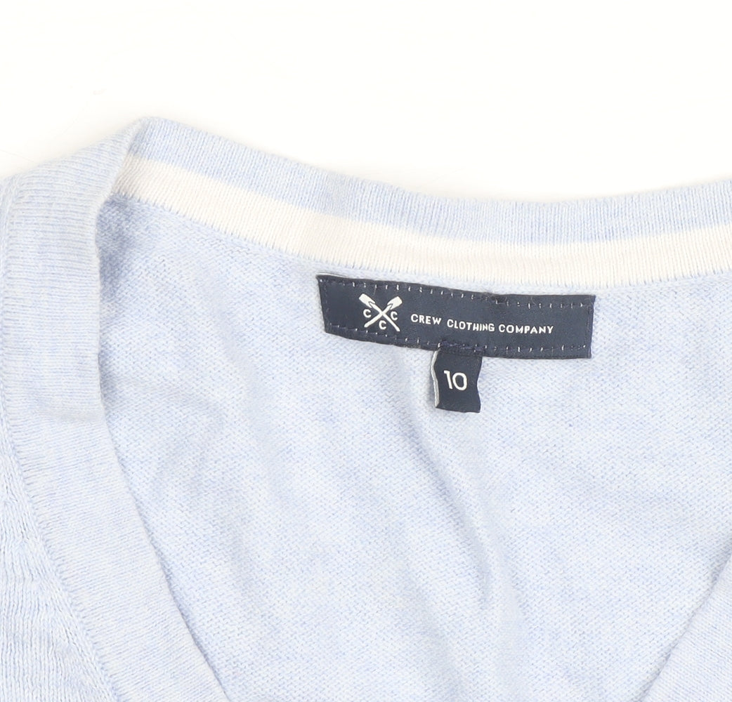Crew Clothing Company Men's Blue V-Neck Cotton Cashmere Jumper Size M