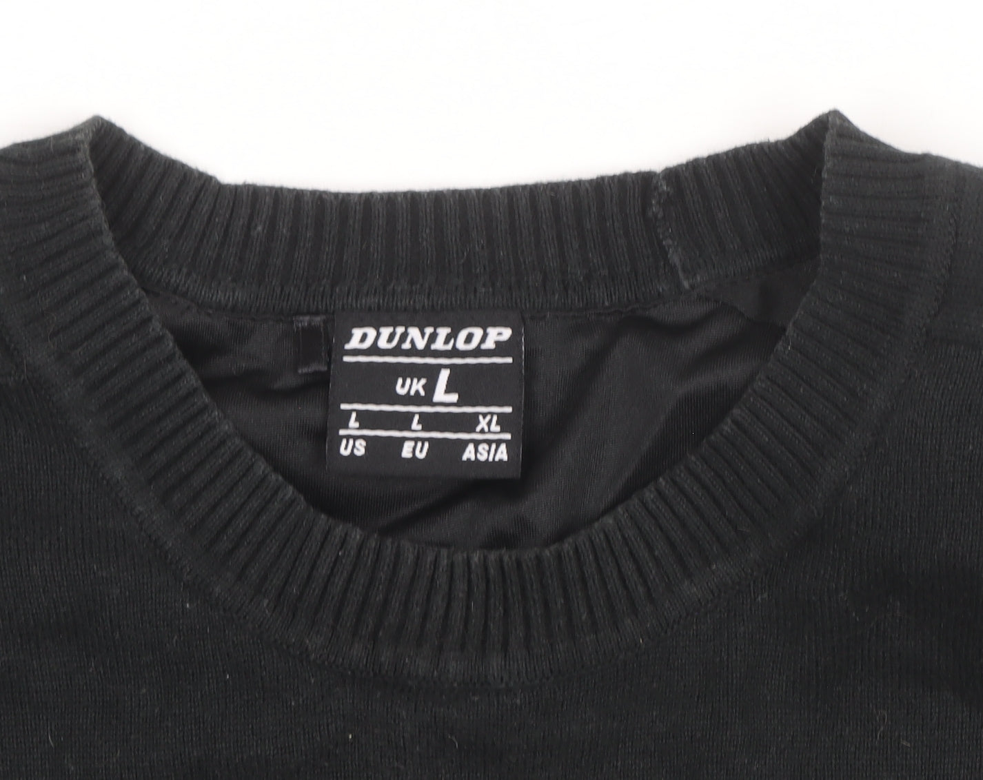 Dunlop Men's Black L Cotton Crew Neck Pullover Jumper