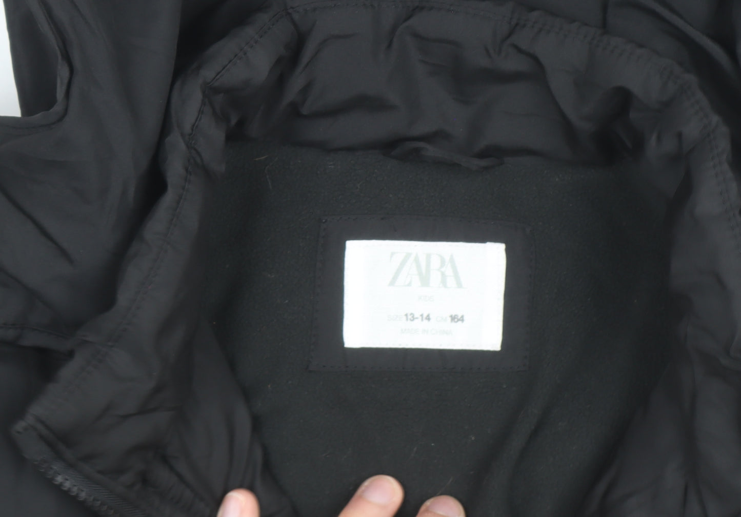 ZARA Girls Black Quilted Hooded Puffer Jacket 13-14 Years Winter Coat