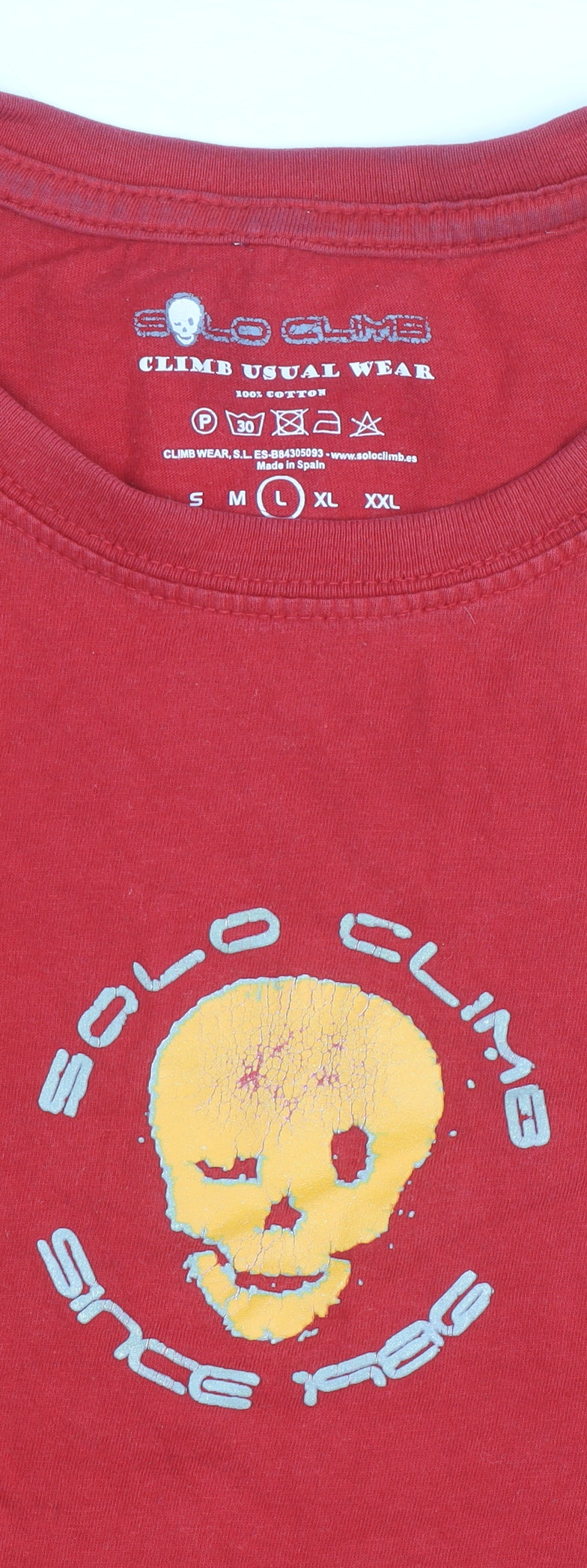 Solo Climb Men's Red Skull Graphic Cotton T-Shirt Size L