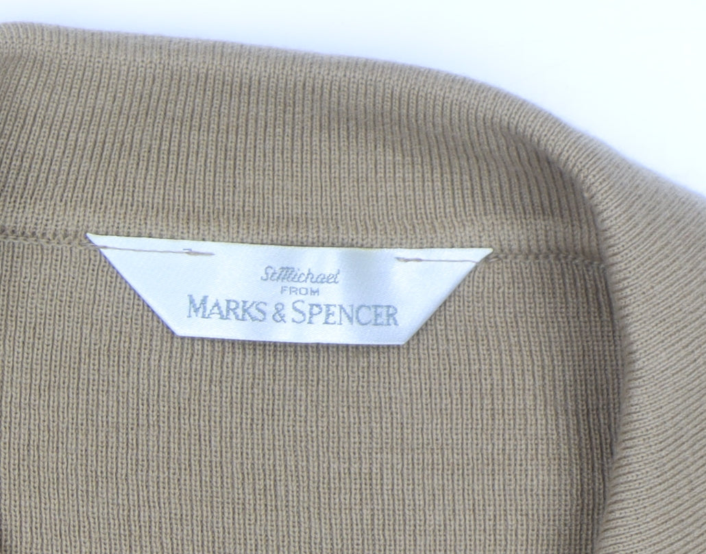 Marks and Spencer Women’s Beige Collared Long Sleeve Acrylic Jumper Size 18