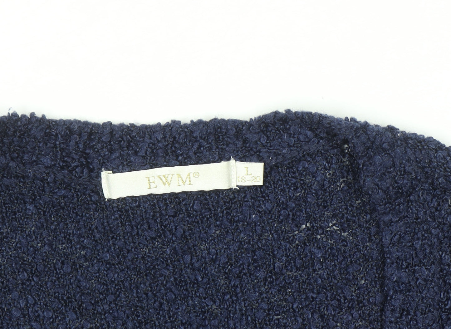 EWM Women Blue Size 18-20 V-Neck Long Sleeve Knit Cardigan