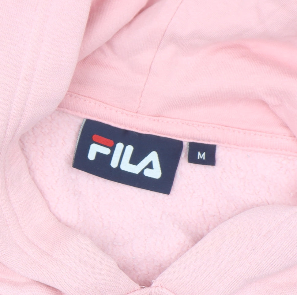 FILA Women’s Pink Logo Pullover Hoodie Size M Hooded Sweatshirt