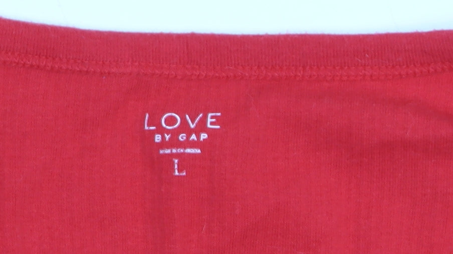 Gap Women’s Red Long Sleeve V-Neck Button Jersey Top Size L