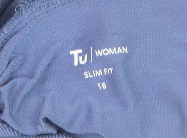 Tu Women Blue Roll Neck Slim Fit Long Sleeve Jumper Size 16