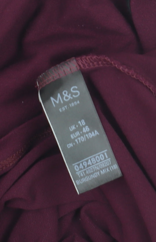 Marks and Spencer Women's Red Short Sleeve Basic Stretch T-Shirt Size 18