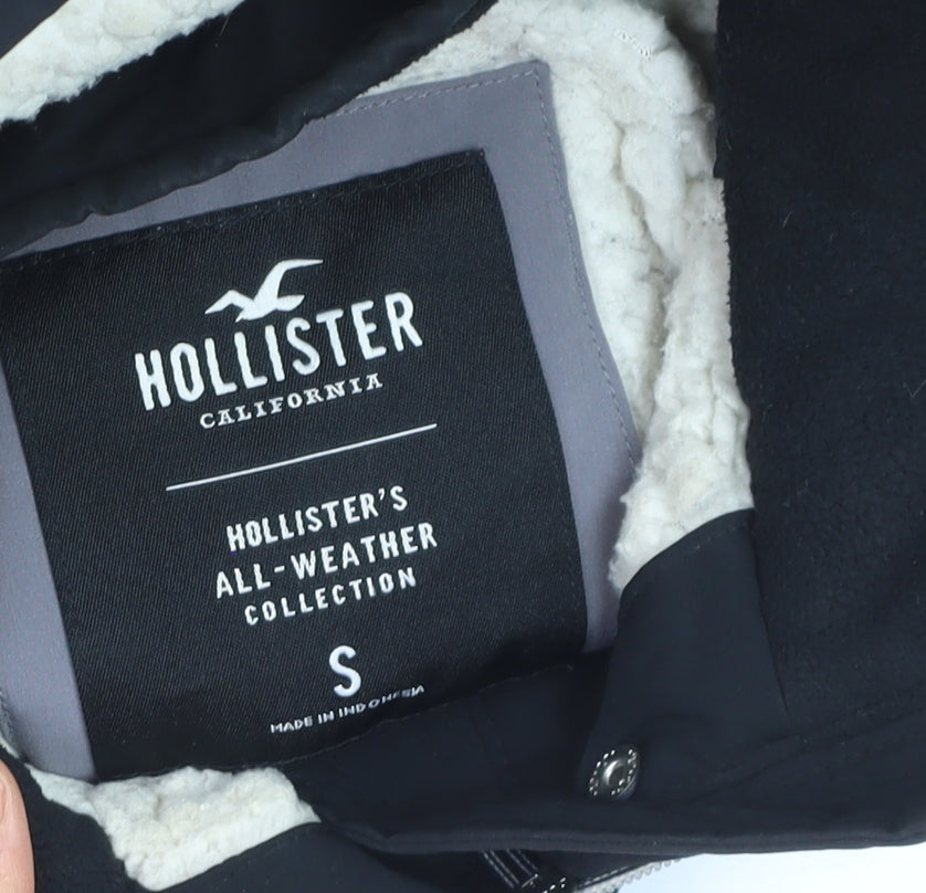 Hollister Women's Black Hooded Waterproof Parka Jacket S