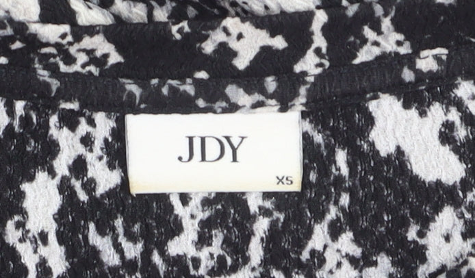 JDY Women's Black Animal Print A-Line Long Sleeve Dress XS
