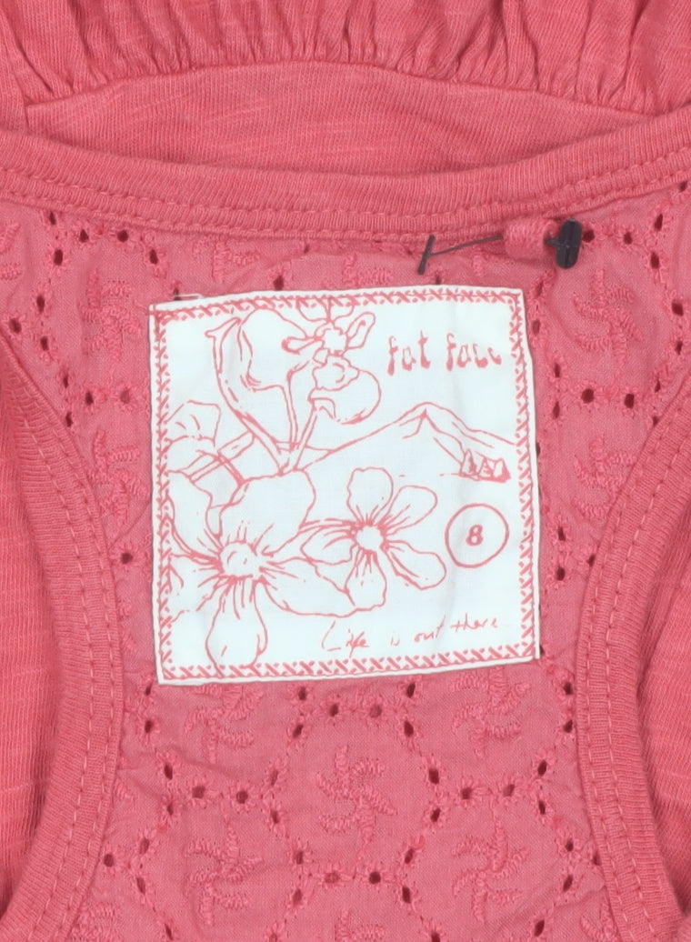 Fat Face Women’s Pink Cotton Racerback Button Tank Top Size 8