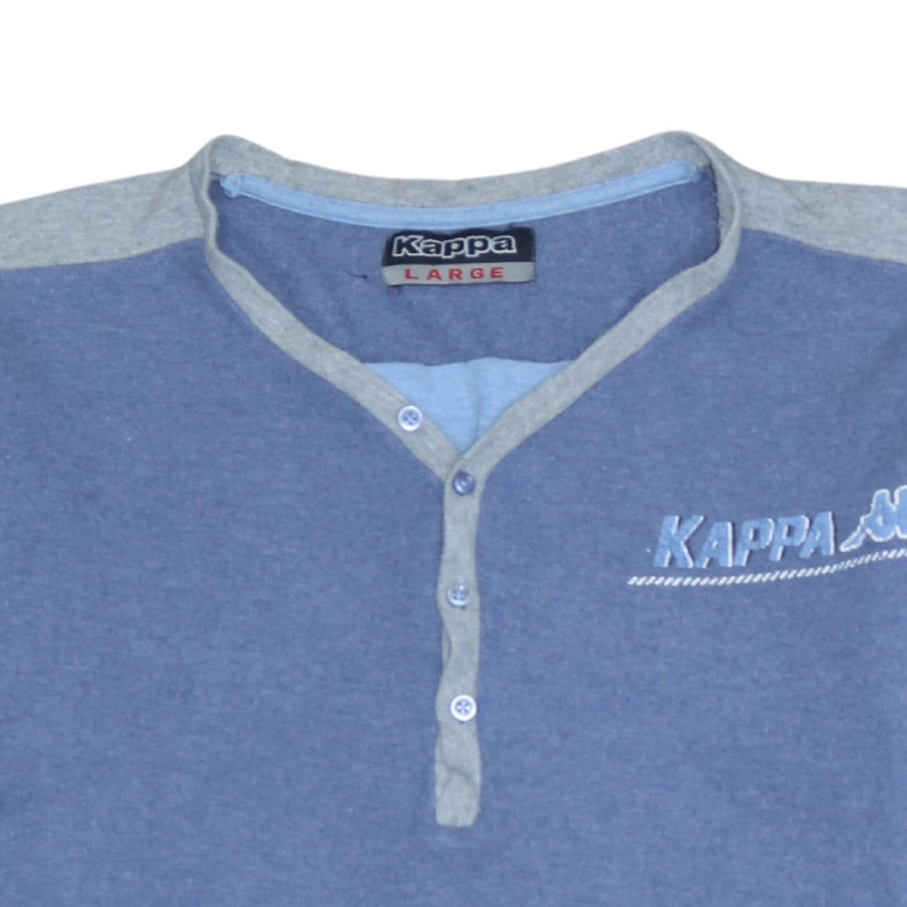 Kappa Mens Blue Henley Jumper Long Sleeve Size L Casual Sportswear