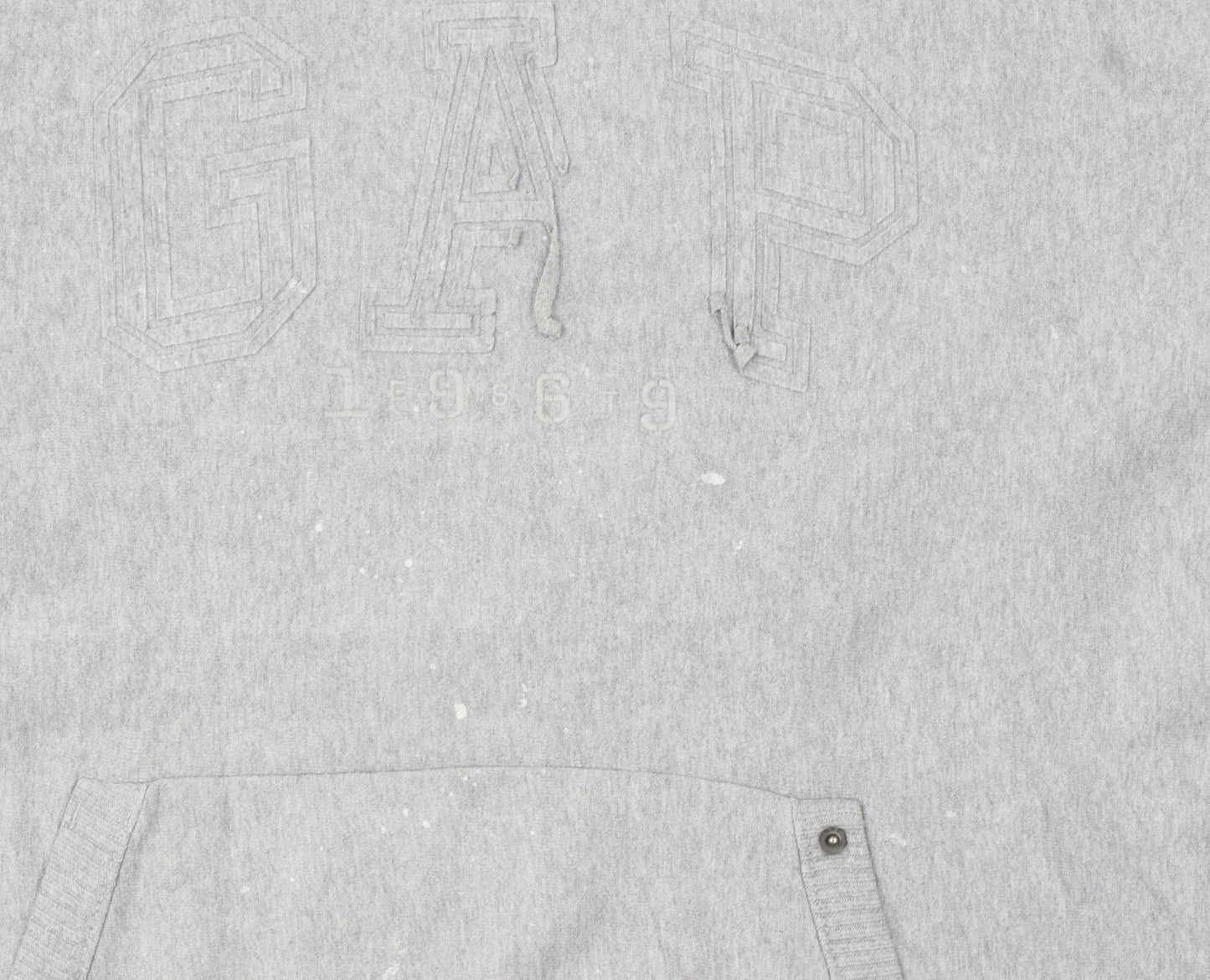 GAP Men's Grey Pullover Hoodie L Classic Logo Fleece Sweatshirt