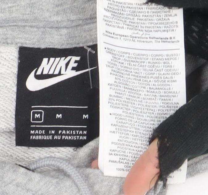 Nike Men's Grey Pullover Hoodie M Logo Graphic Sportswear
