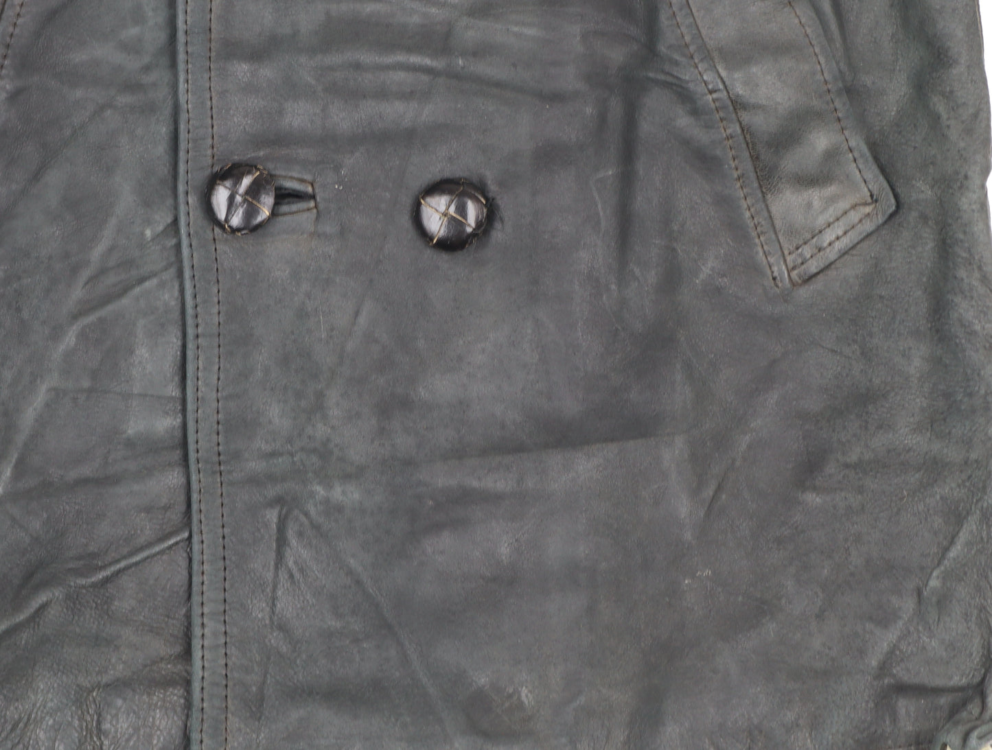 Belstaff Boys Black Leather Pea Coat Jacket 10 Years Classic Weatherproof