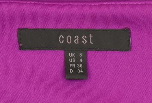 Coast Women Purple Size 8 Wrap Dress 3/4 Sleeve Knee Length
