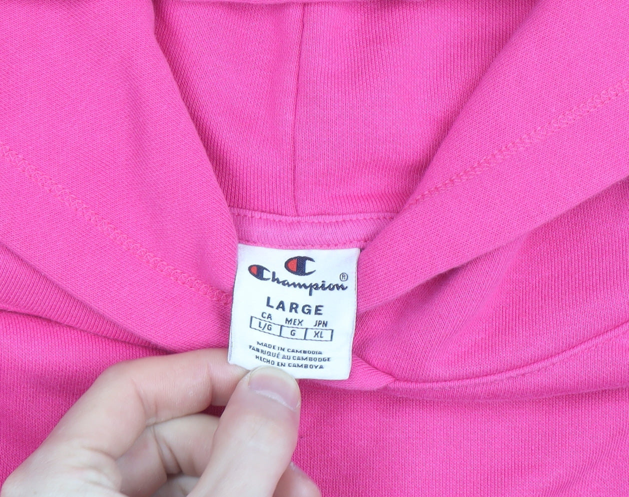 Champion Women's Pink Pullover Hoodie Large Cotton Blend Embroidered Logo